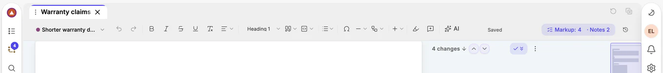 The document bar with the formatting buttons.