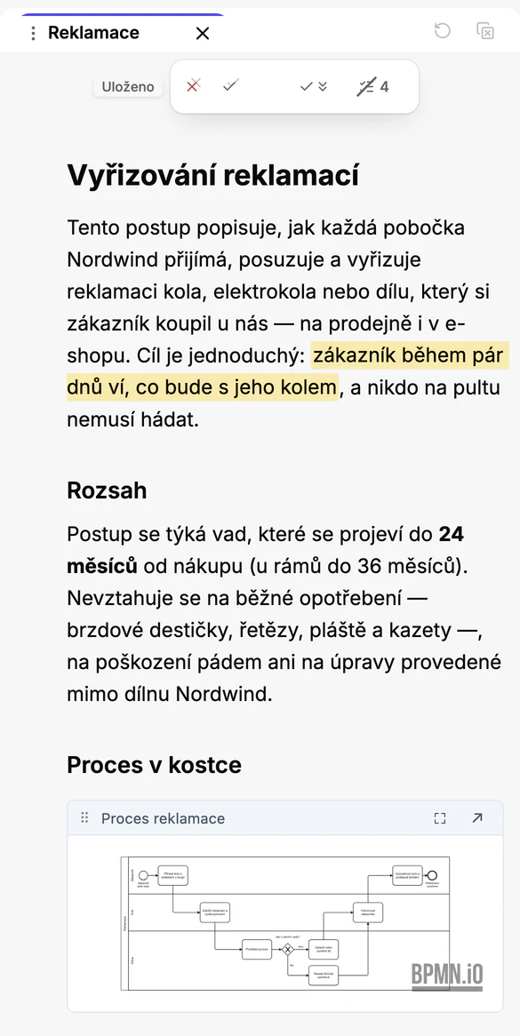 Dokument otevřený v Delta Flow na telefonu.
